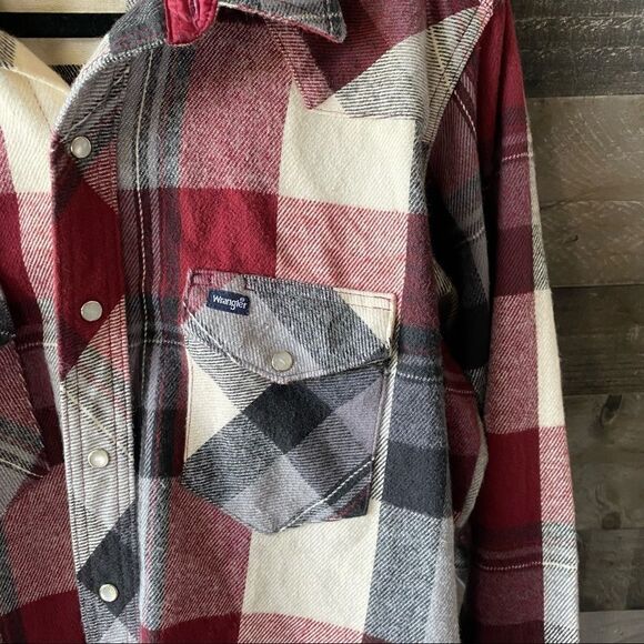 Wrangler plaid medium-weight flannel size 17-34 vintage - Picture 7 of 8